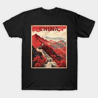 The Great Wall of China Vintage Poster Tourism T-Shirt